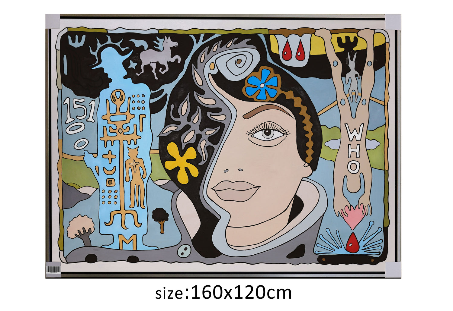 ÓLEO XL FIGURATIVO MUJER CON DIBUJOS 160X120