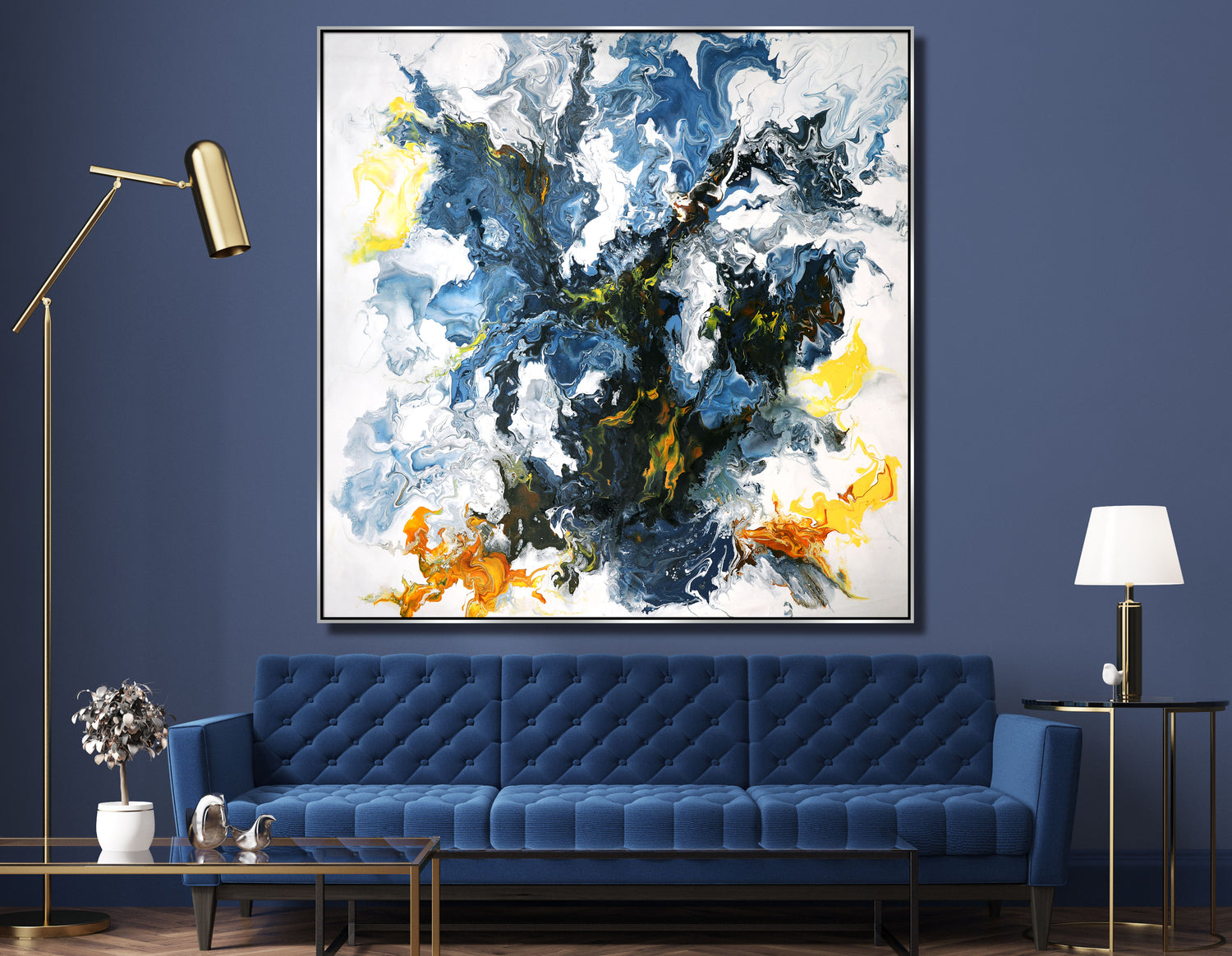 ÓLEO XXL ABSTRACTO TORMENTA DE COLORES 180X180