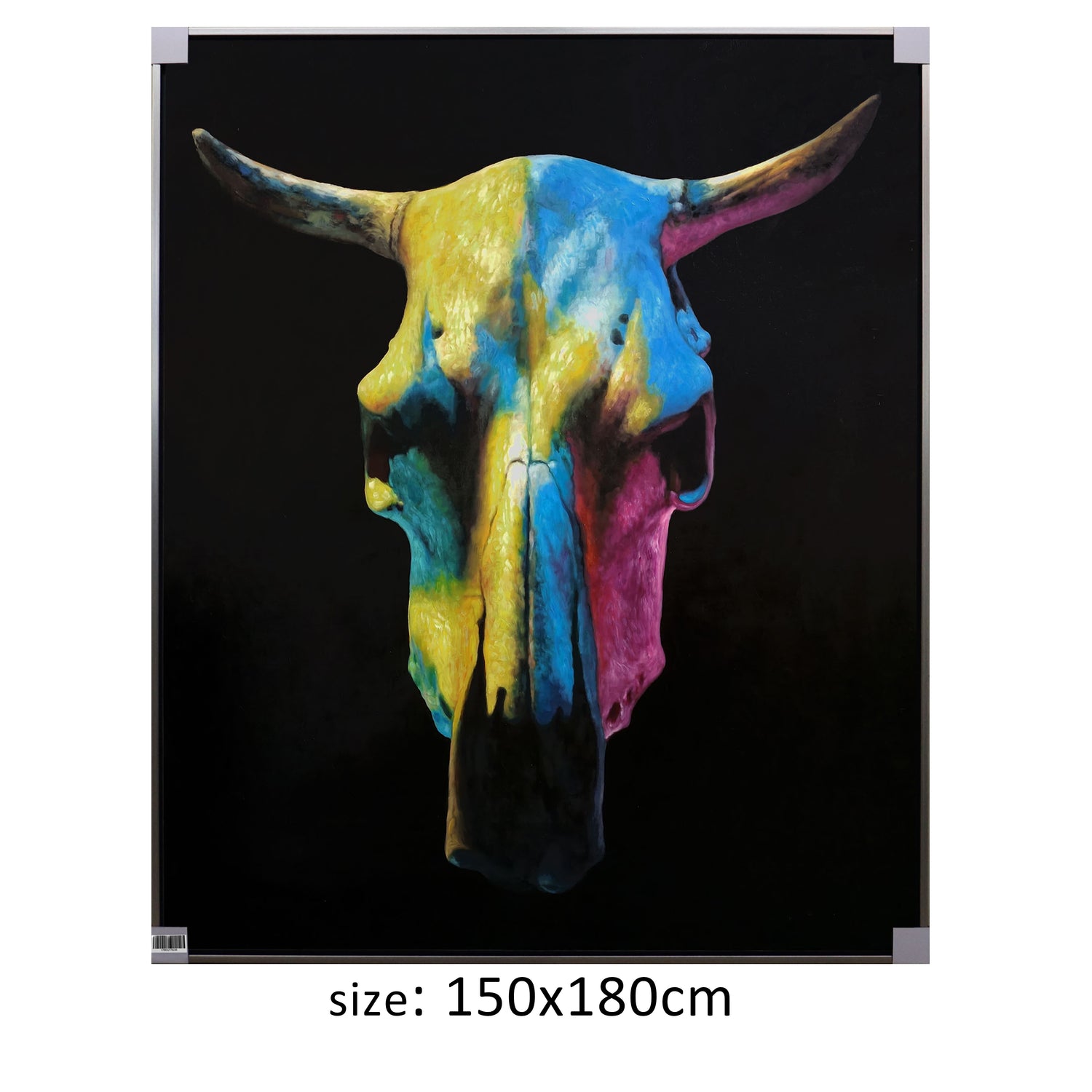 ÓLEO XXL FONDO NEGRO CRANEO TORO 150X180