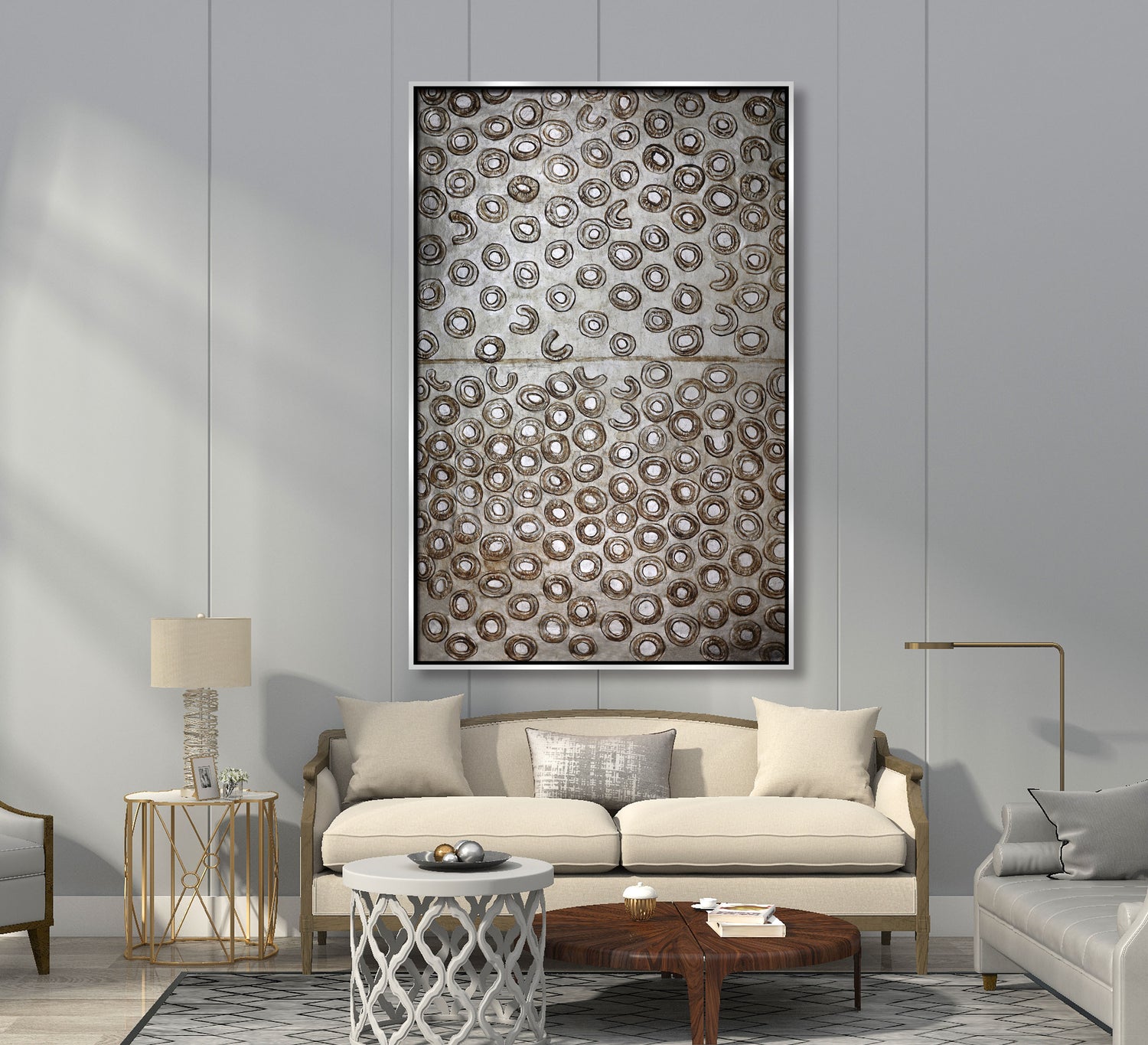 ÓLEO XL PLATEADO CÉLULAS GRISES 120X180