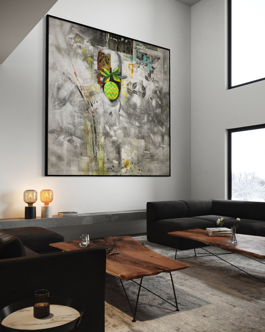 OLEO XXL ABSTRACTO FIGURATIVO EN GRISES 240x240