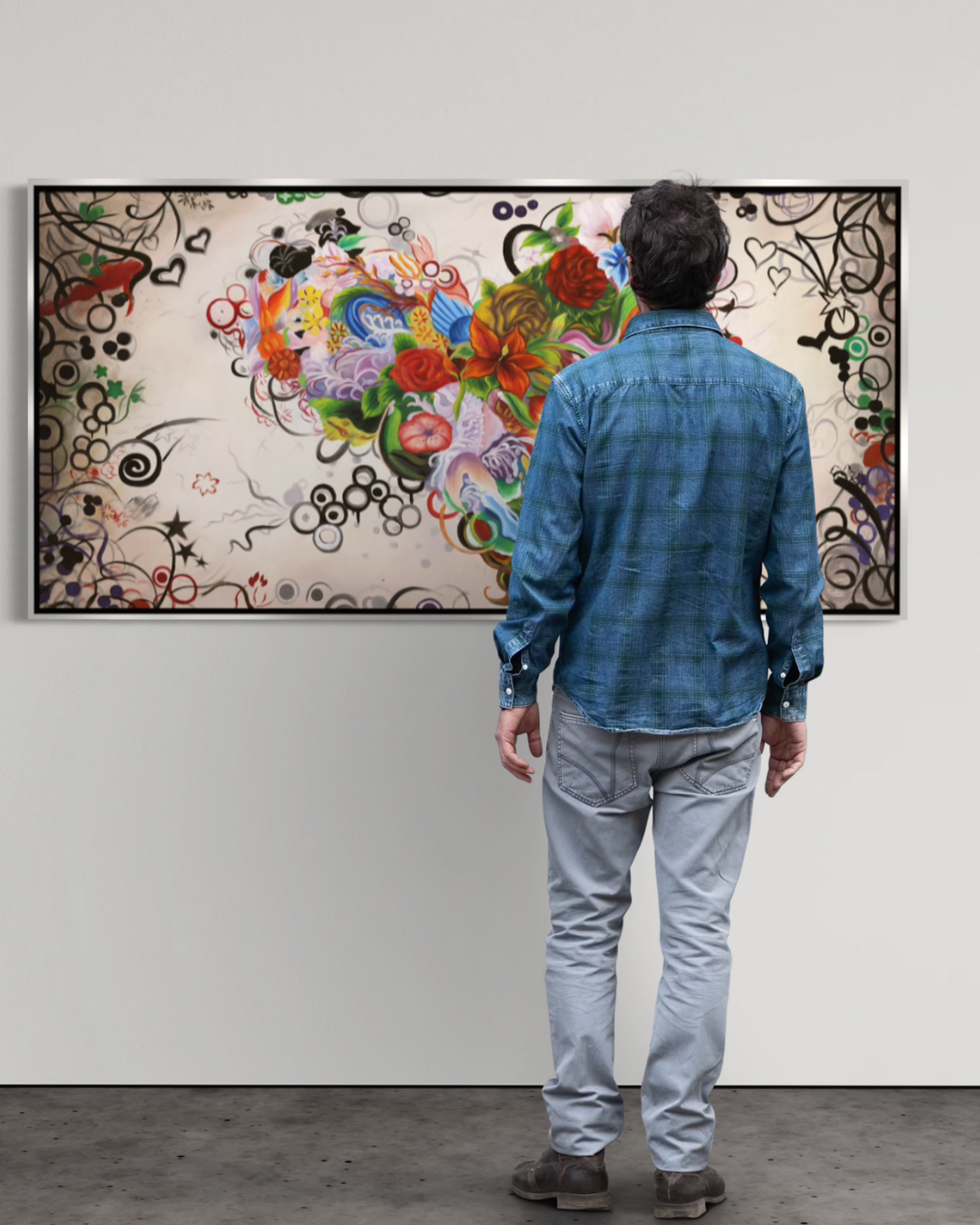 OLÉO L FIGURATIVO DE CORAZÓN CON PEQUEÑAS FIGURAS 160X80