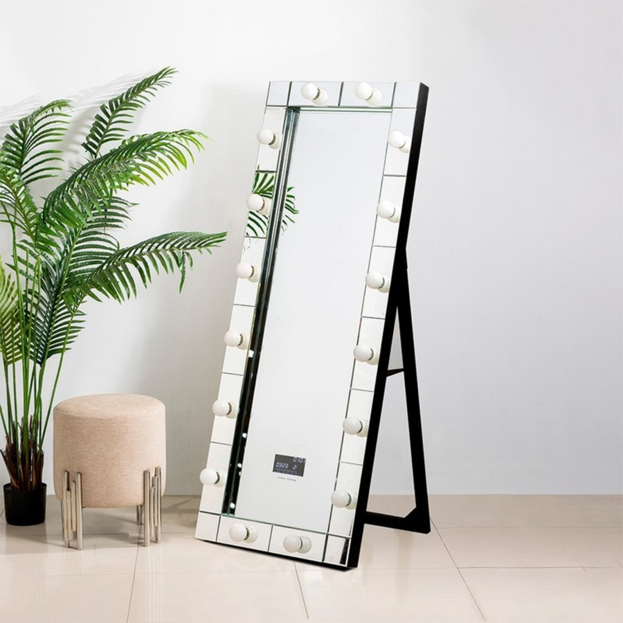Espejo Rectangular de Pie con Luces LED y Parlantes Bluetooth 175×80 cm