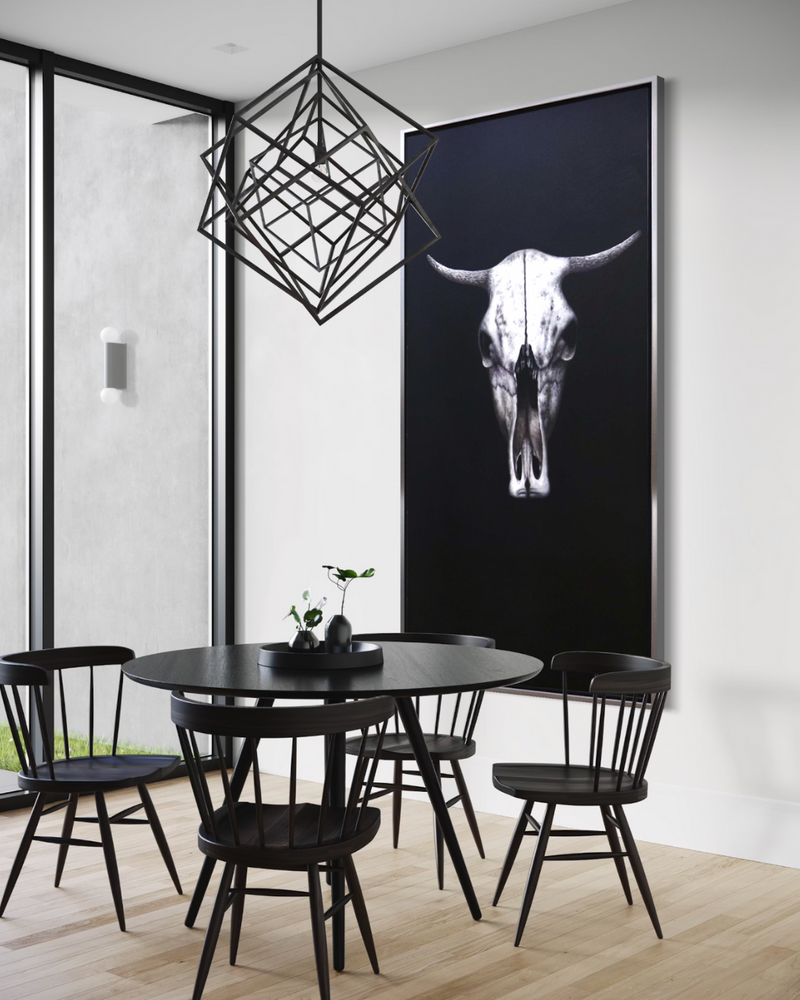 Oleo Calavera chivo fondo negro 150x80