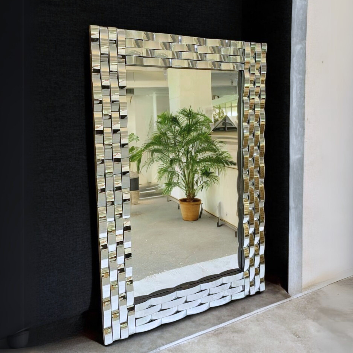 Espejo Decorativo Rectangular 80×120 cm con Marco Espejado Ondulado