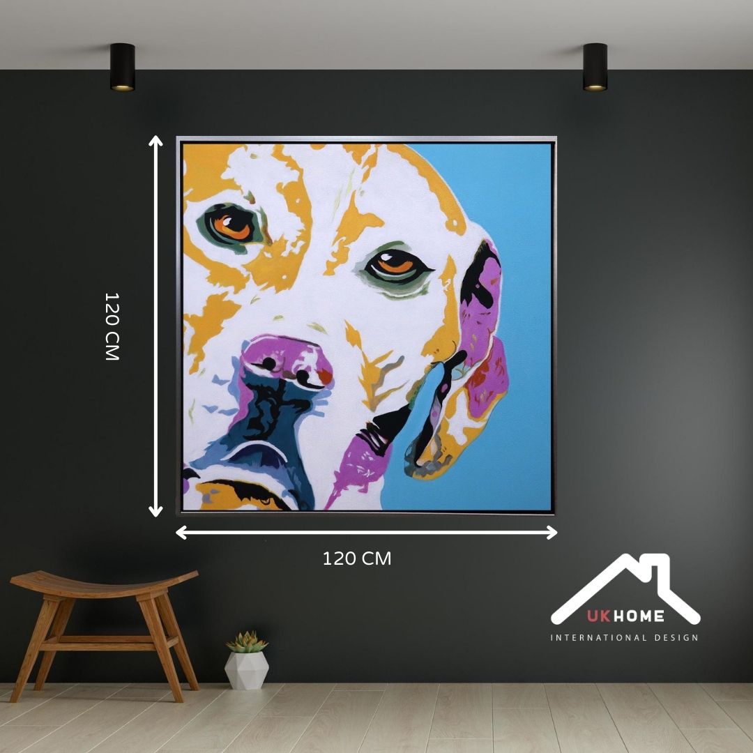 ÓLEO PERRO EN COLORES 120X120