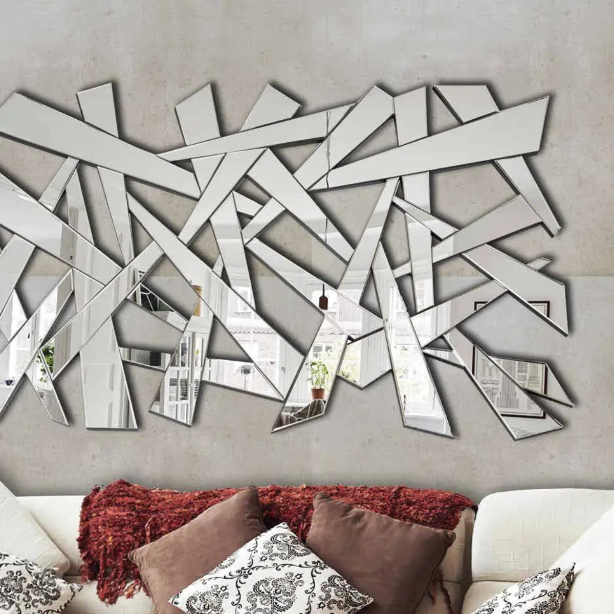Espejo Abstracto de Pared 80×120 cm con Paneles Irregulares