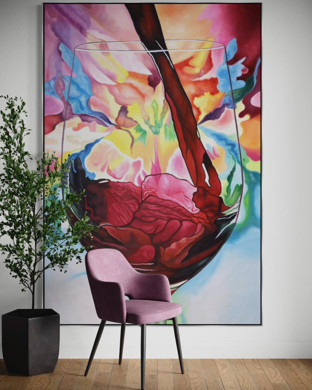 ÓLEO XXL COPA DE VINO REALISTA 150X220