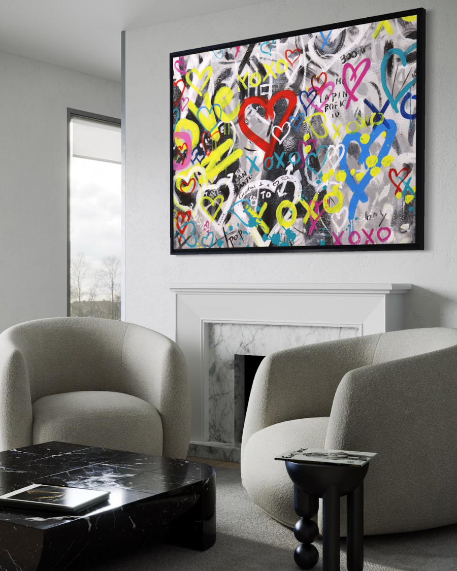 Oleo Corazones de colores 120x90