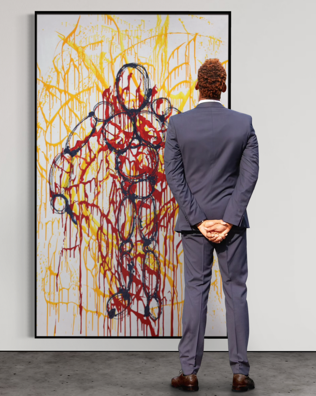 ÓLEO XXL FIGURA HUMANA EN ENREDO AMARILLO 120X200