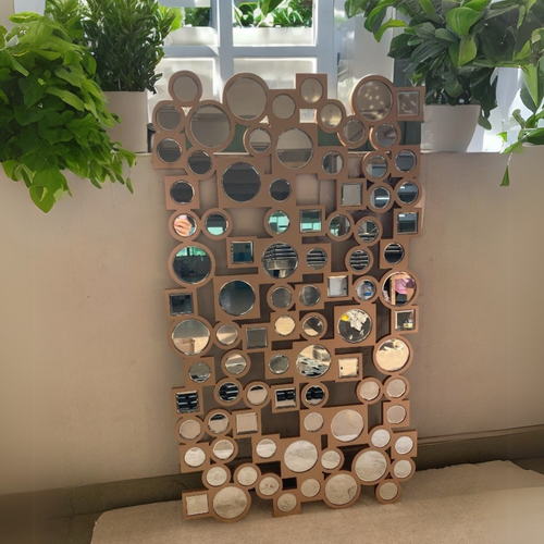 Espejo Decorativo Cobre  80×120 cm con Círculos y Cuadrados Espejados - imagen 2