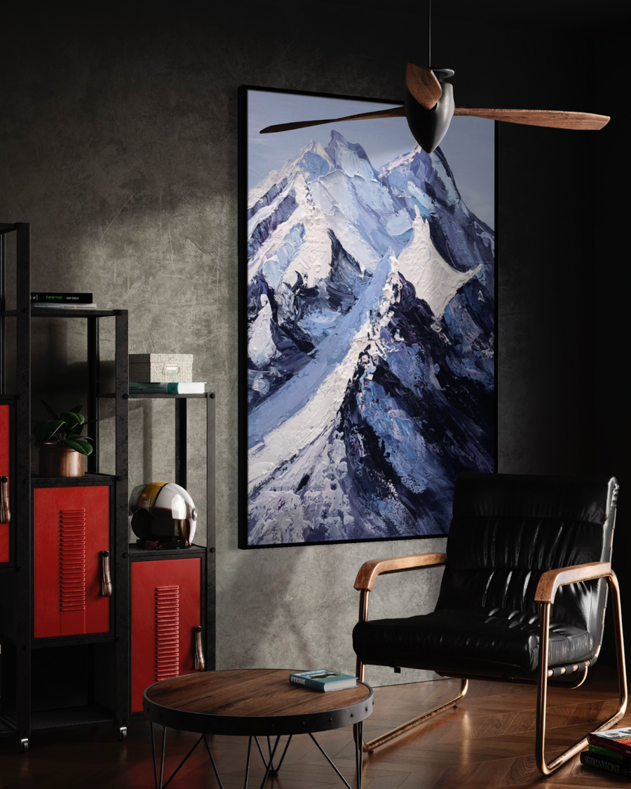 ÓLEO L REALISTA MONTAÑA NEVADA 100X150
