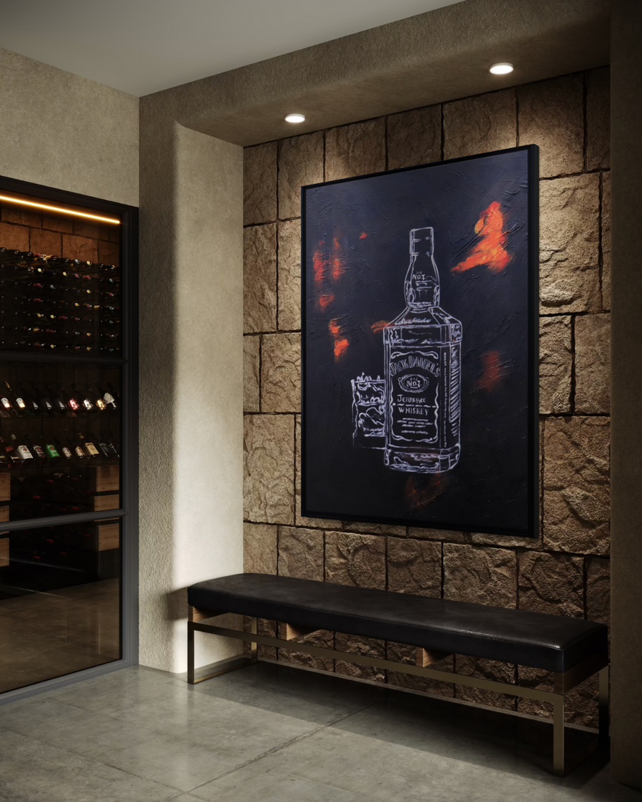 ÓLEO JACK DANIEL´S FONDO NEGRO 90X120