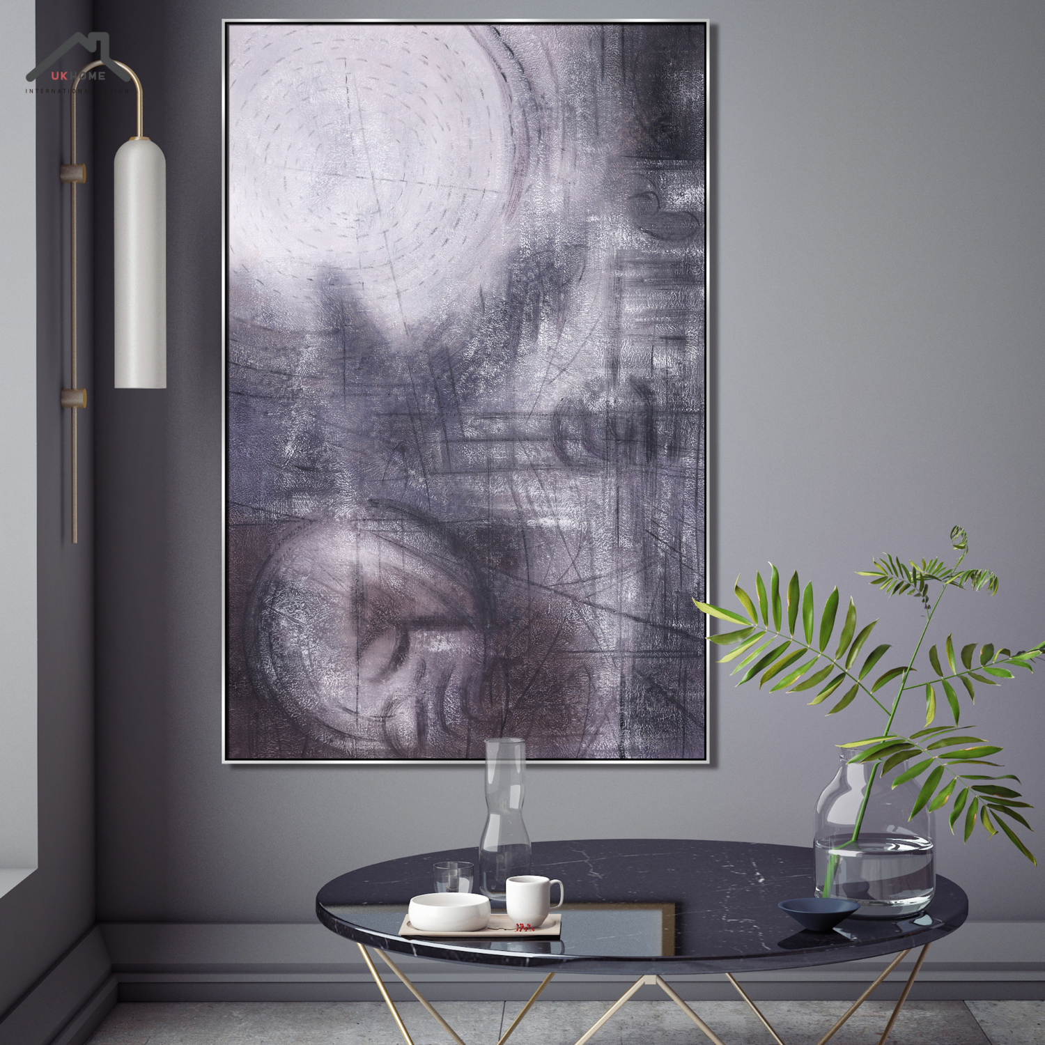OLEO XL ABSTRACTO GRISES EN FONDO BLANCO 120X180