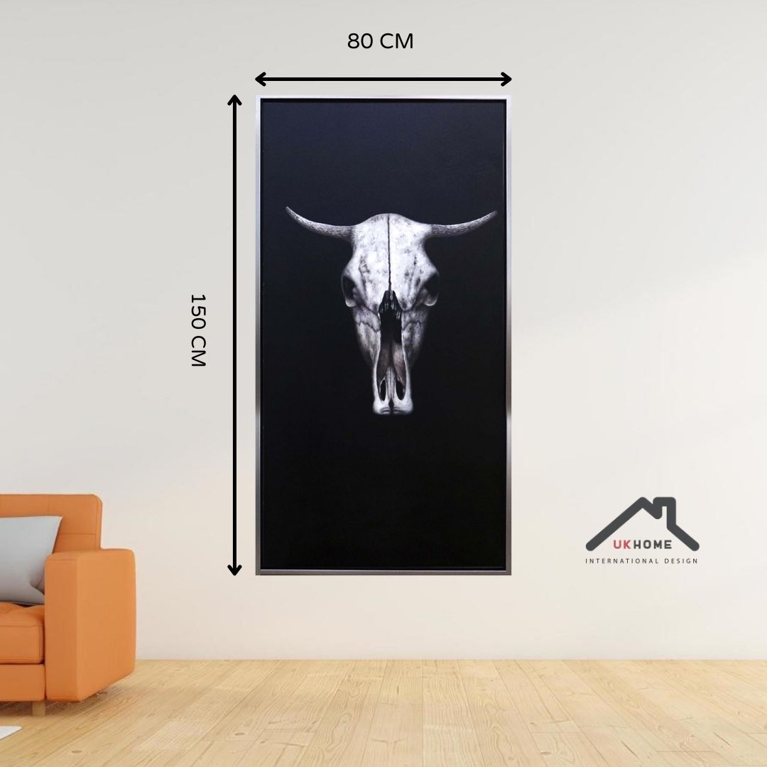 Oleo Calavera chivo fondo negro 150x80