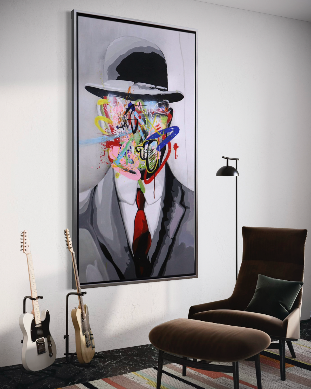 Oleo Rostro abstracto con sombrero