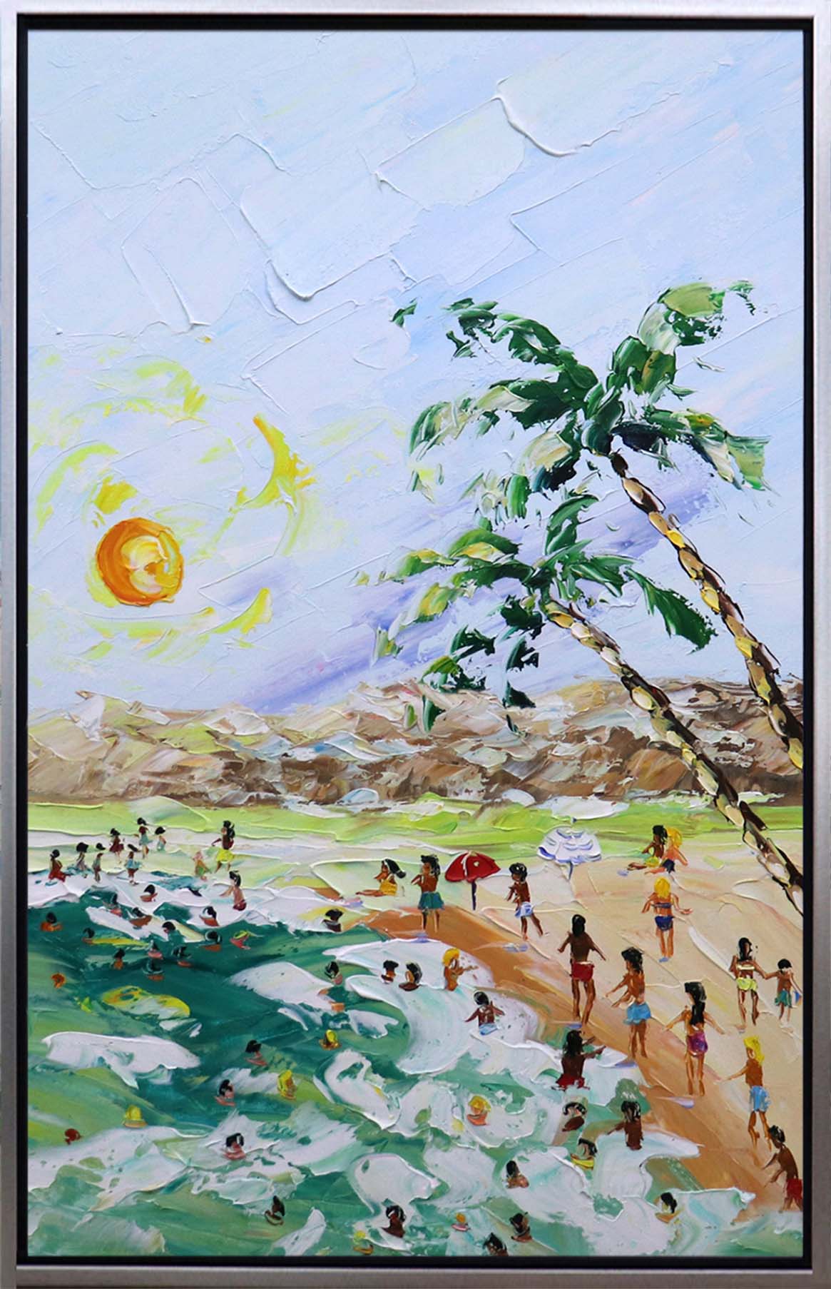Oleo Playa con palmeras