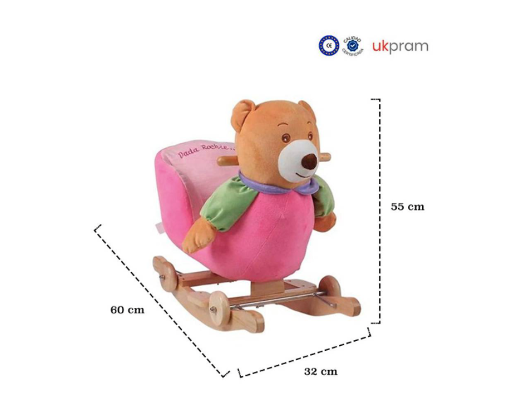 Balancin Silla Mecedora Madera Oso Rosado