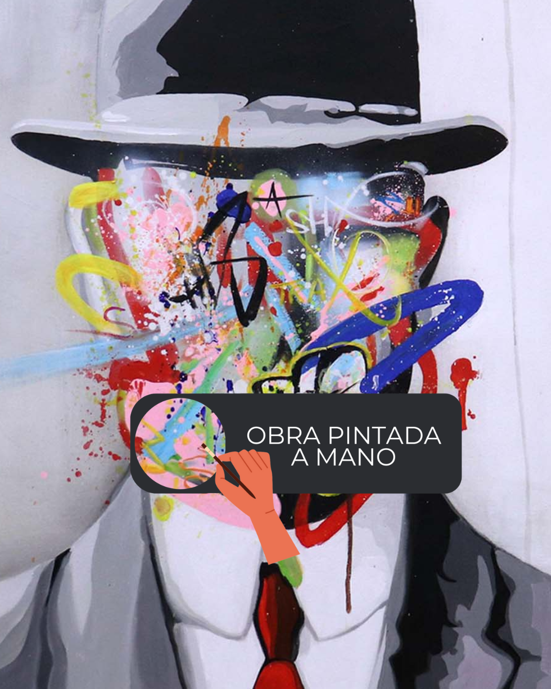 Oleo Rostro abstracto con sombrero