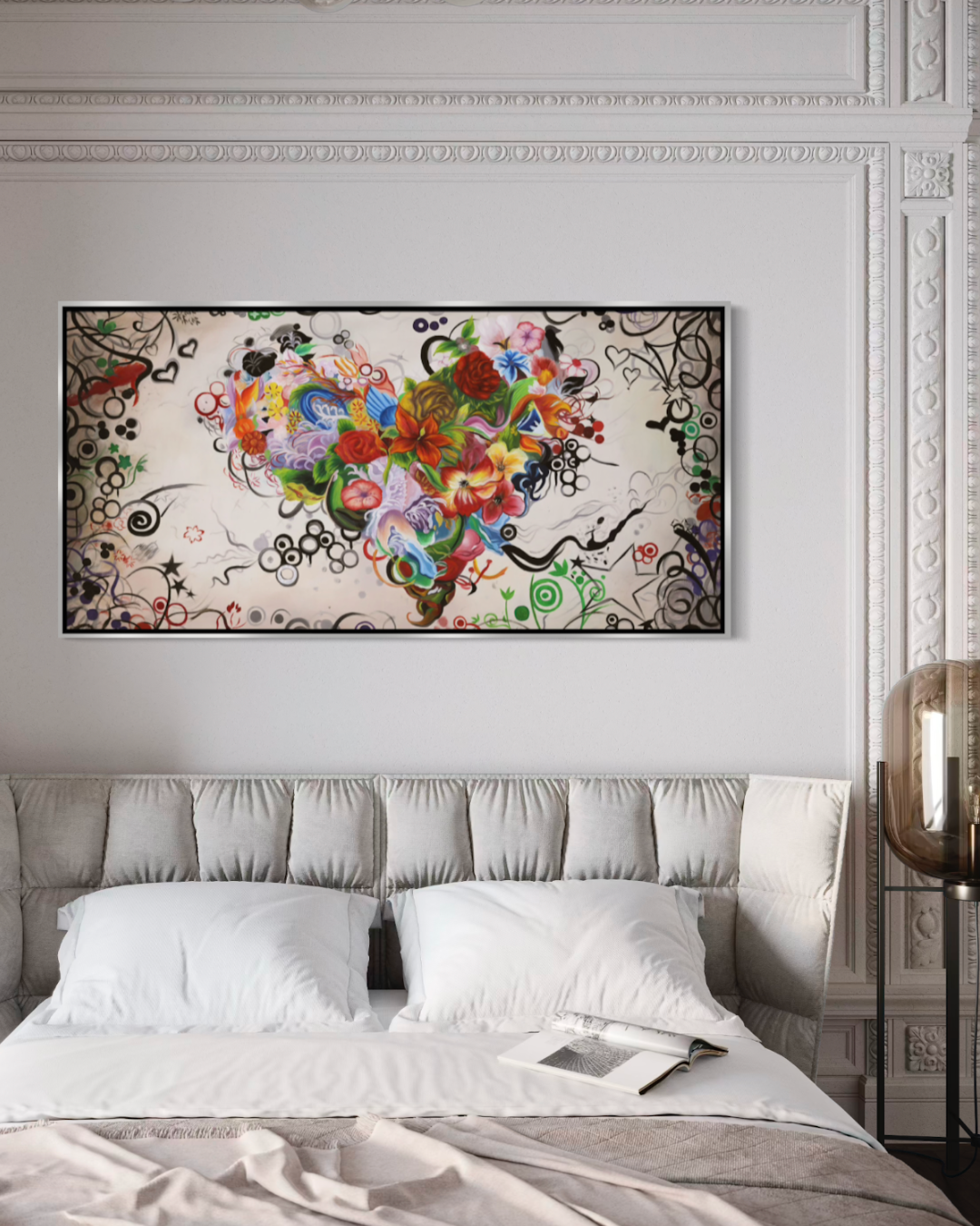 OLÉO L FIGURATIVO DE CORAZÓN CON PEQUEÑAS FIGURAS 160X80