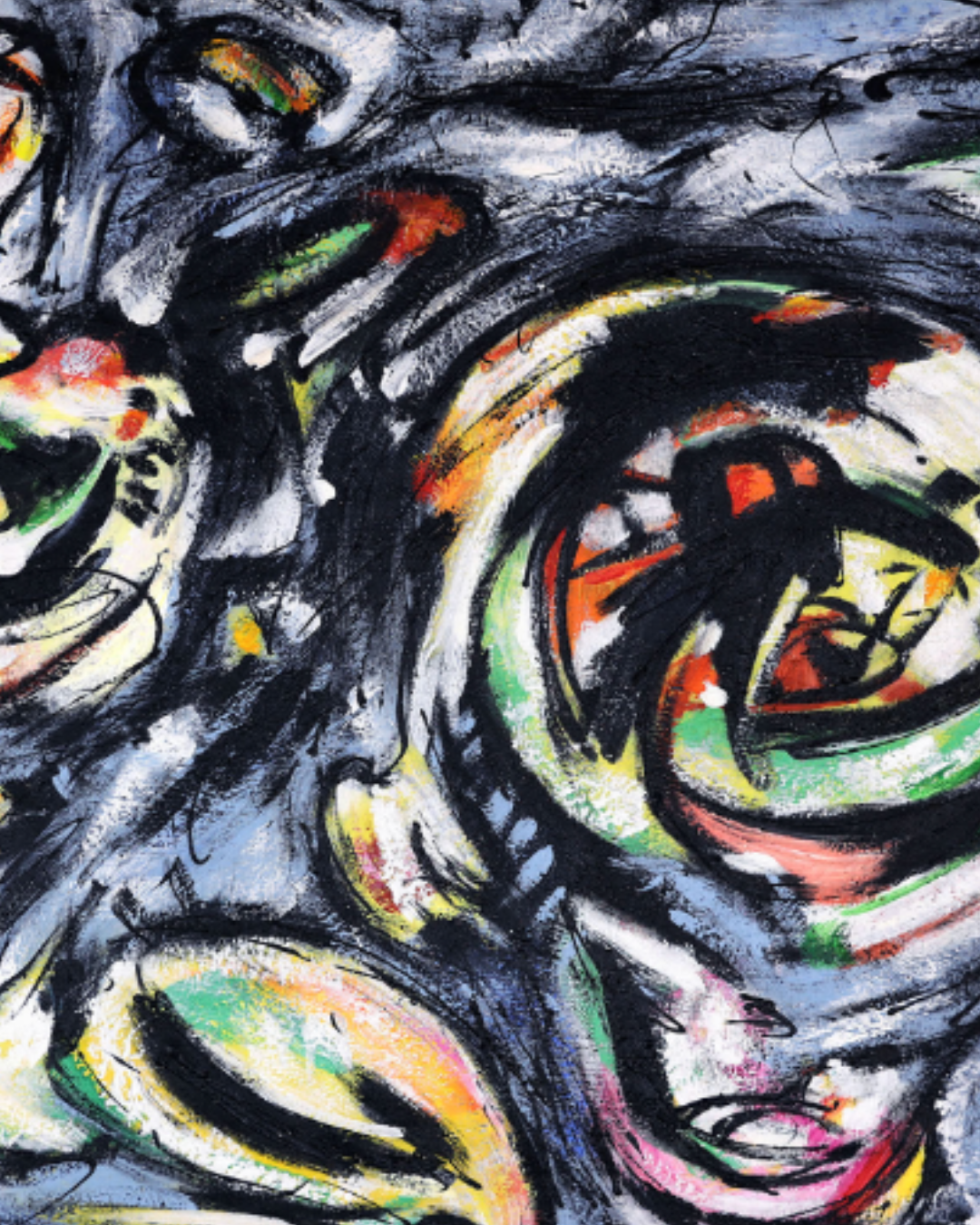 ÓLEO XL ABSTRACTO TRAZOS CIRCULARES 180X120