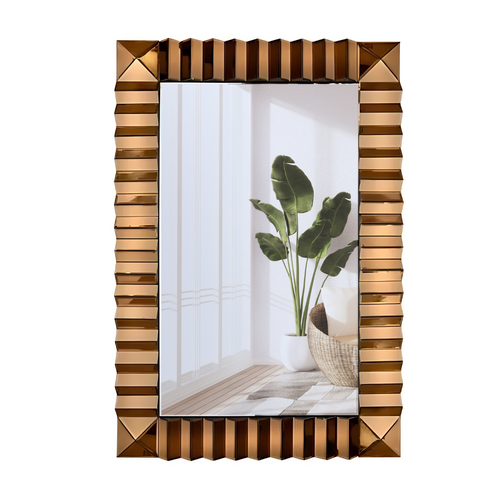 Espejo Decorativo Rectangular 80×120cm Marco Espejado Relieve Cobre - imagen 2