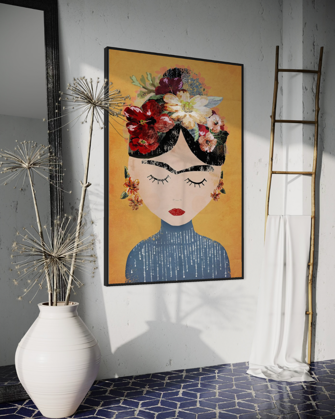 ÓLEO L MUJER ESTILO FRIDA KAHLO 100X150
