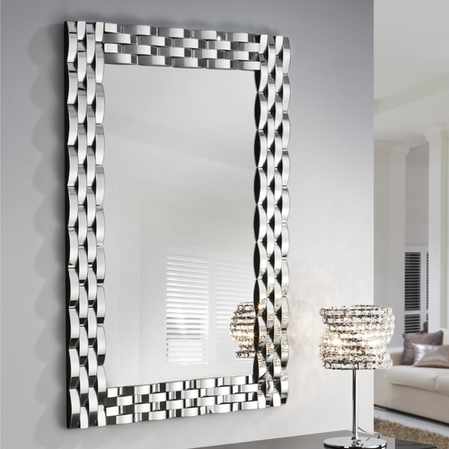Espejo Decorativo Rectangular 80×120 cm con Marco Espejado Ondulado - imagen 1