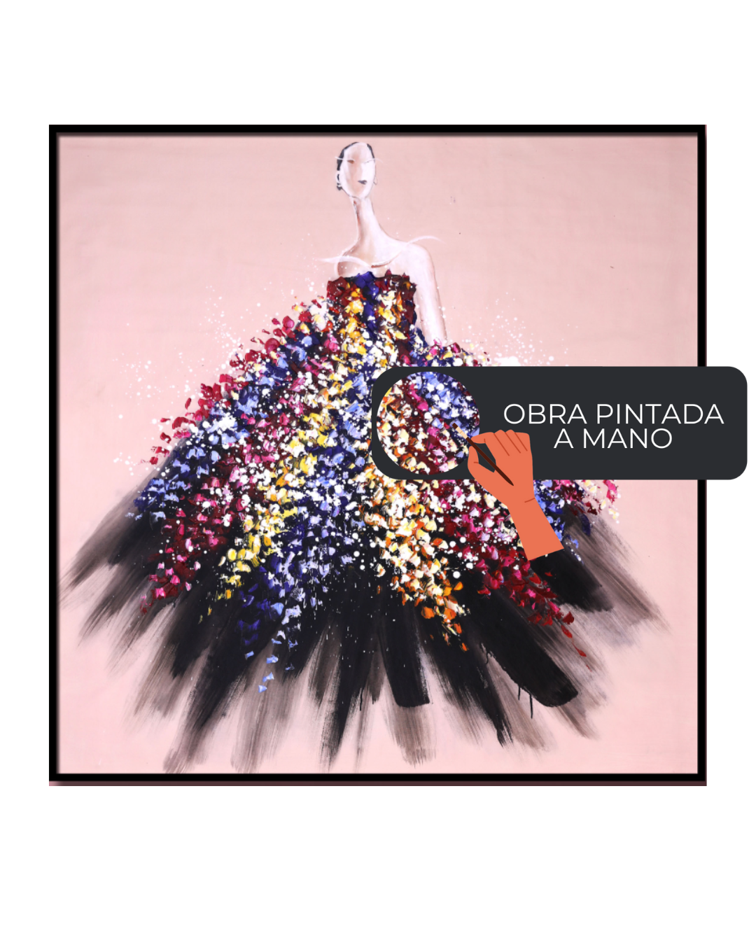 ÓLEO L MUJER VESTIDO CON TEXTURAS 120X120