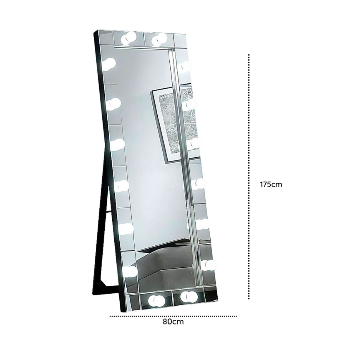 Espejo Rectangular de Pie con Luces LED y Parlantes Bluetooth 175×80 cm