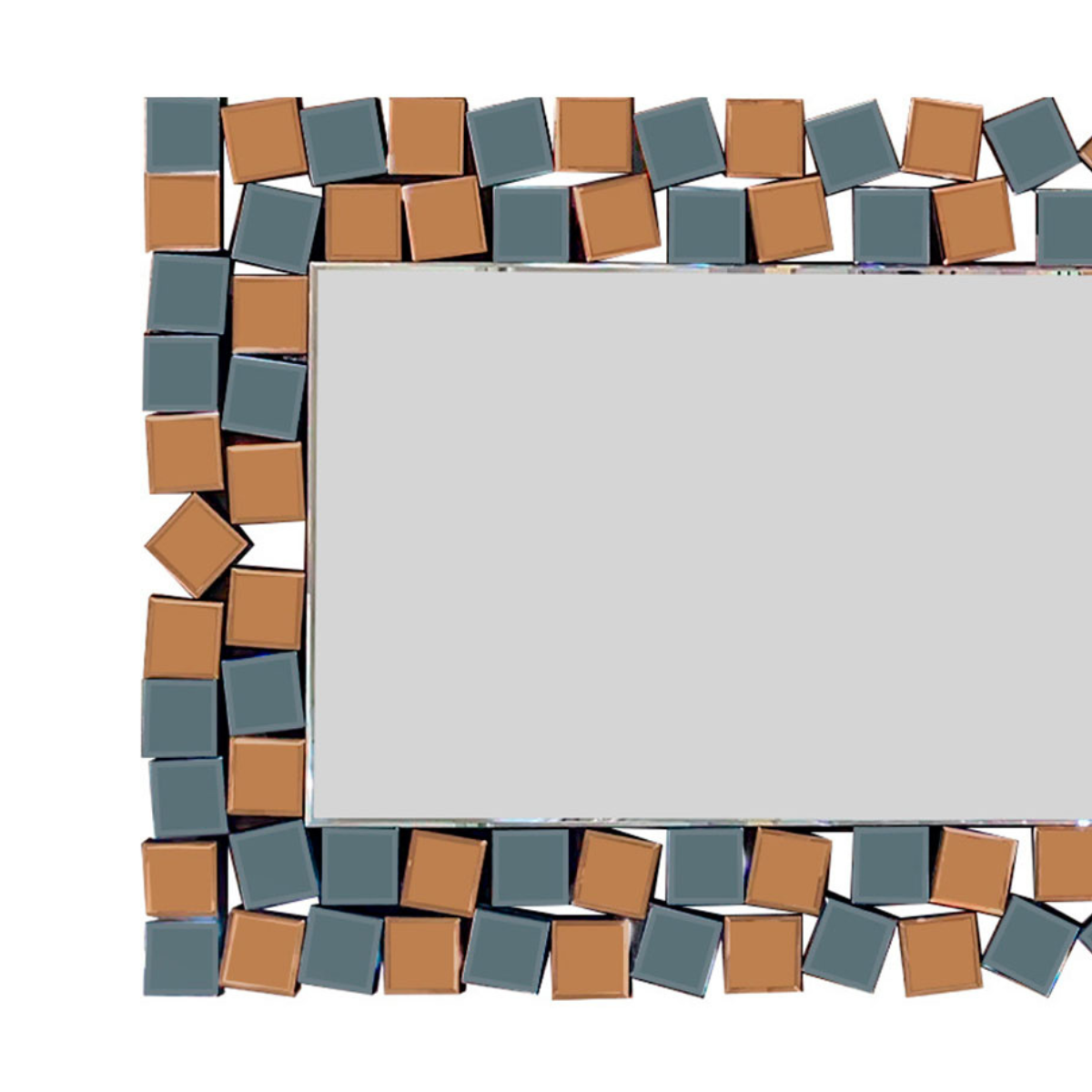 Espejo Decorativo Rectangular Marco Geométrico Bicolor Cobre Plata 80×180 cm