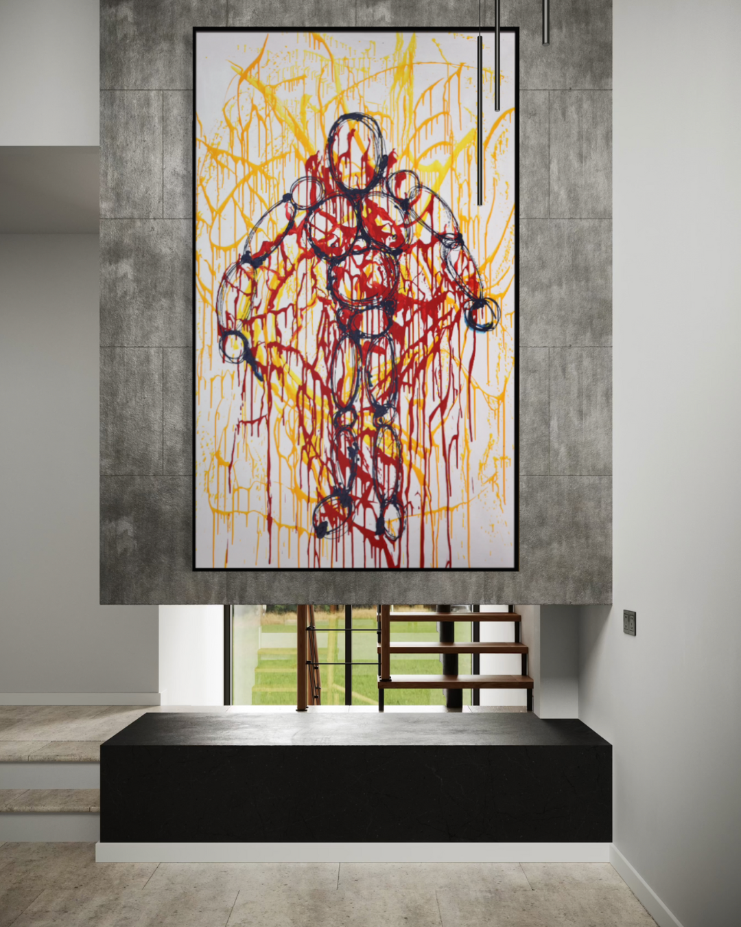 ÓLEO XXL FIGURA HUMANA EN ENREDO AMARILLO 120X200