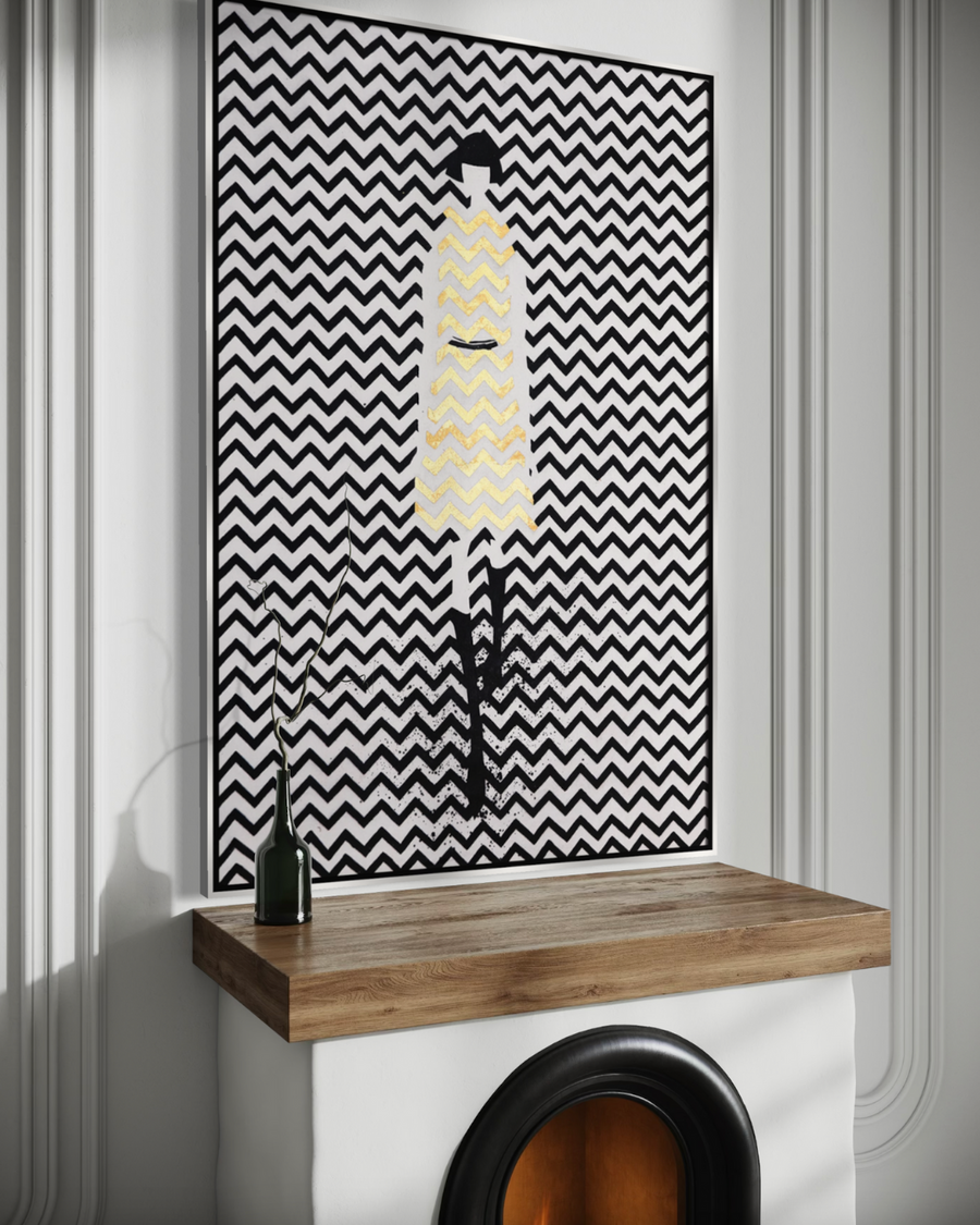 ÓLEO L MUJER EN VESTIDO AMARILLO 100X150