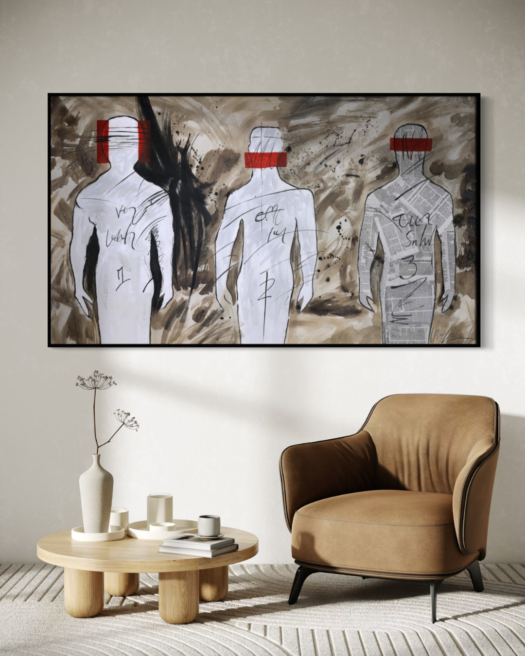 ÓLEO XL 3 FIGURAS HOMBRES 170X100