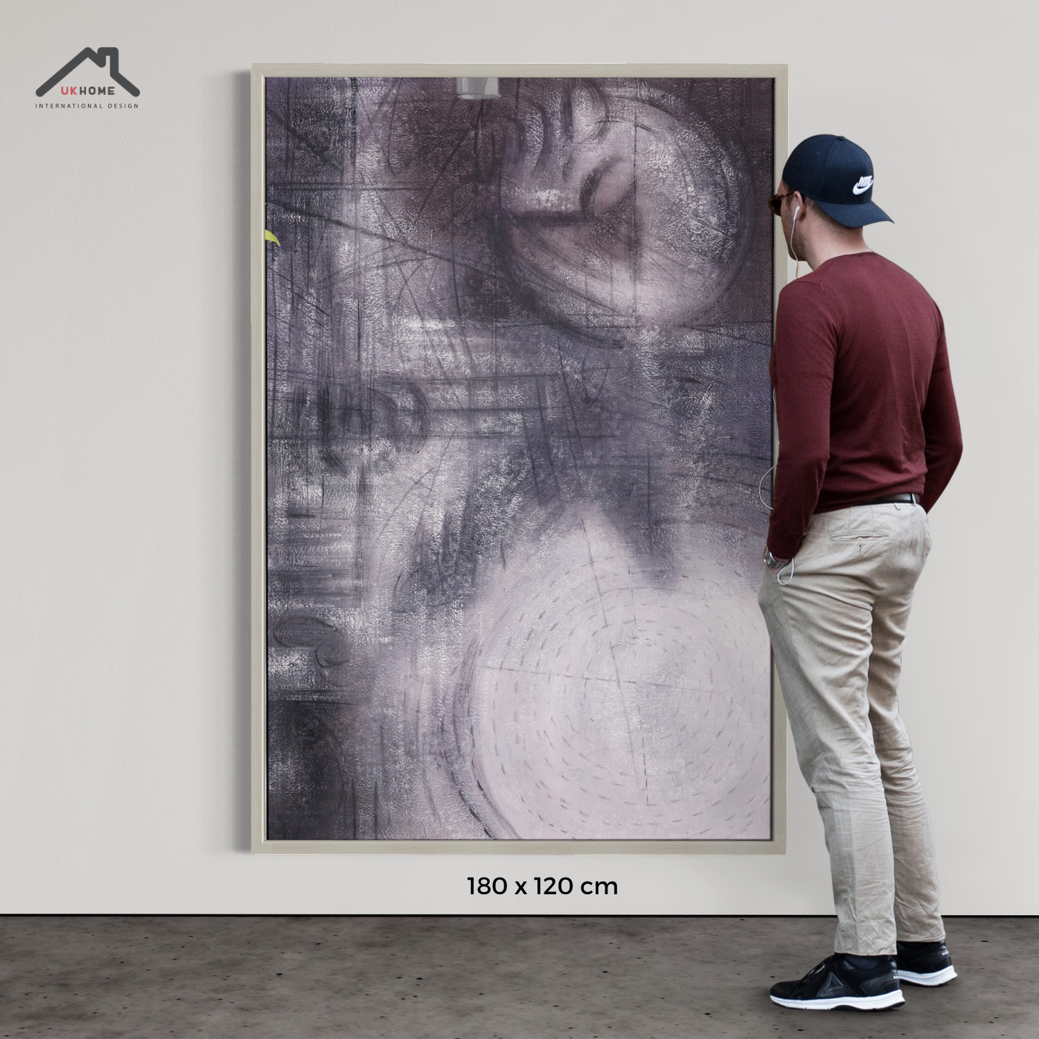 OLEO XL ABSTRACTO GRISES EN FONDO BLANCO 120X180