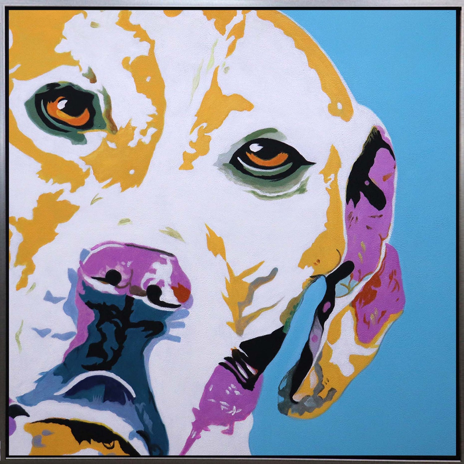 ÓLEO PERRO EN COLORES 120X120