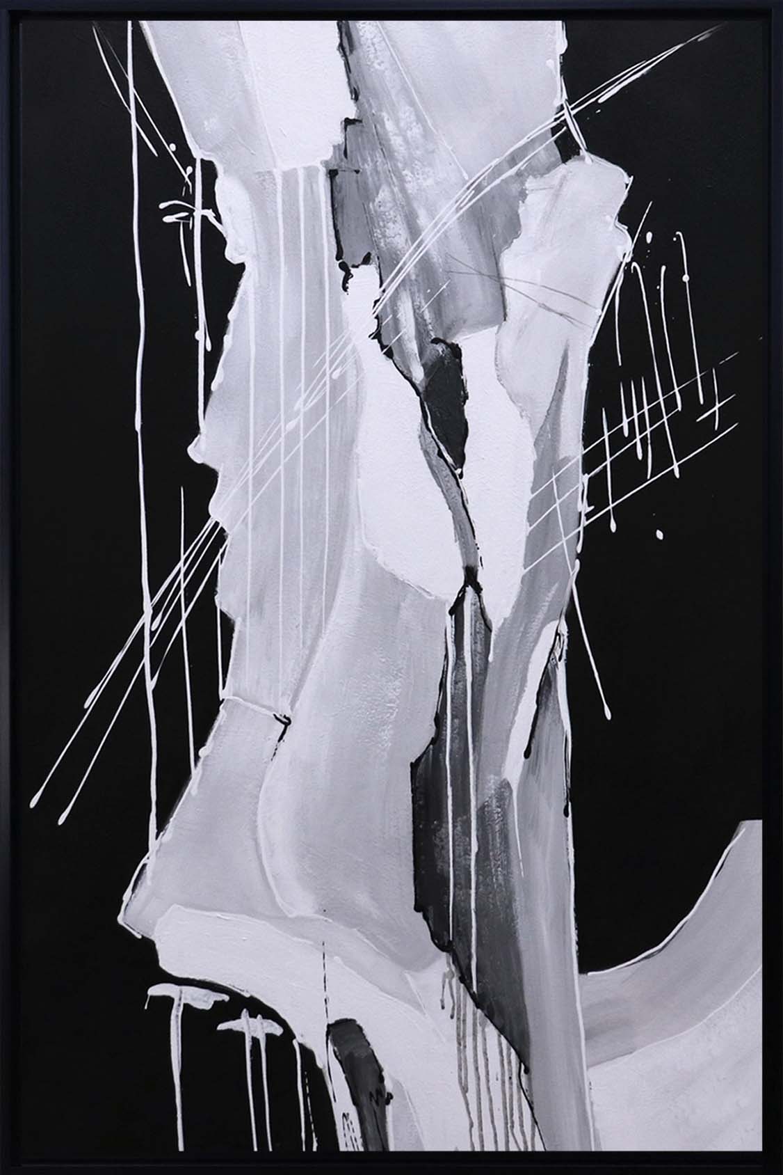 ÓLEO FONDO NEGRO MANCHAS BLANCAS 80X120