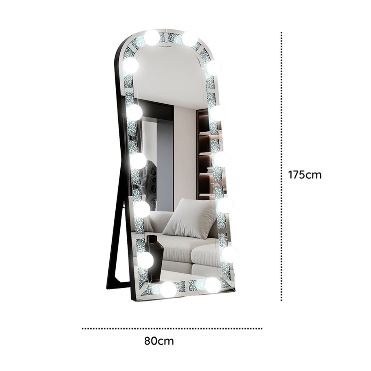 Espejo de Pie con Luces LED y Parlantes Bluetooth Integrados 80×175 cm