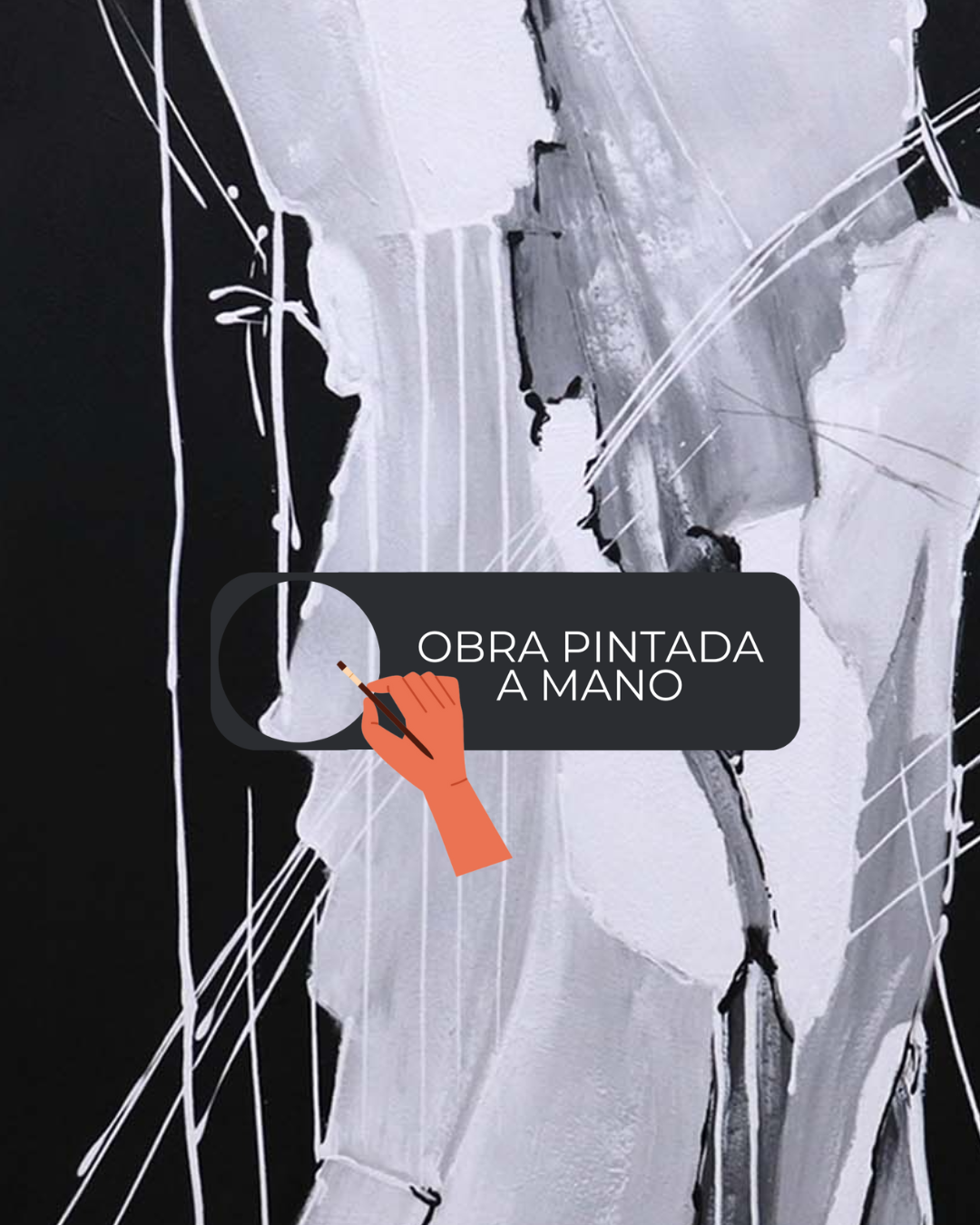 ÓLEO FONDO NEGRO MANCHAS BLANCAS 80X120
