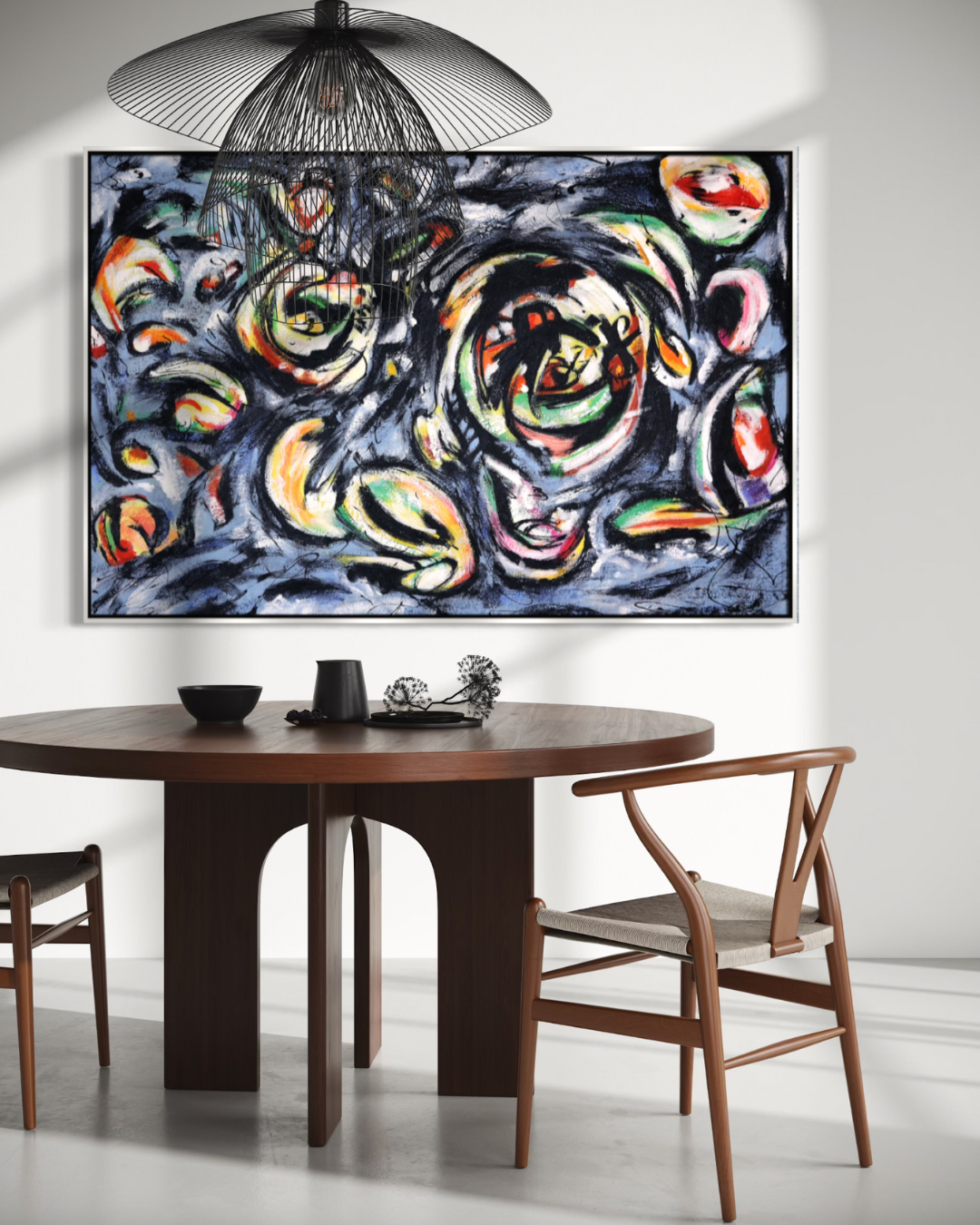 ÓLEO XL ABSTRACTO TRAZOS CIRCULARES 180X120