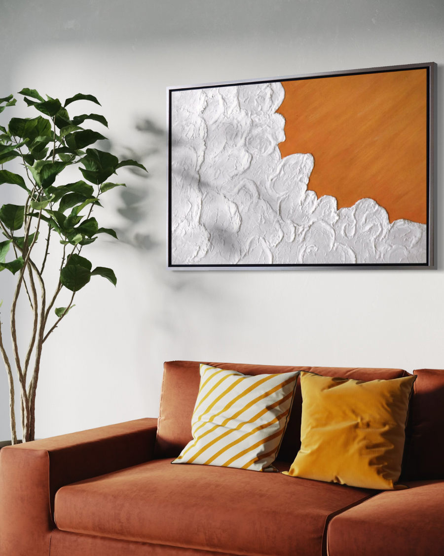 ÓLEO LAVA EN FONDO NARANJO 80X120