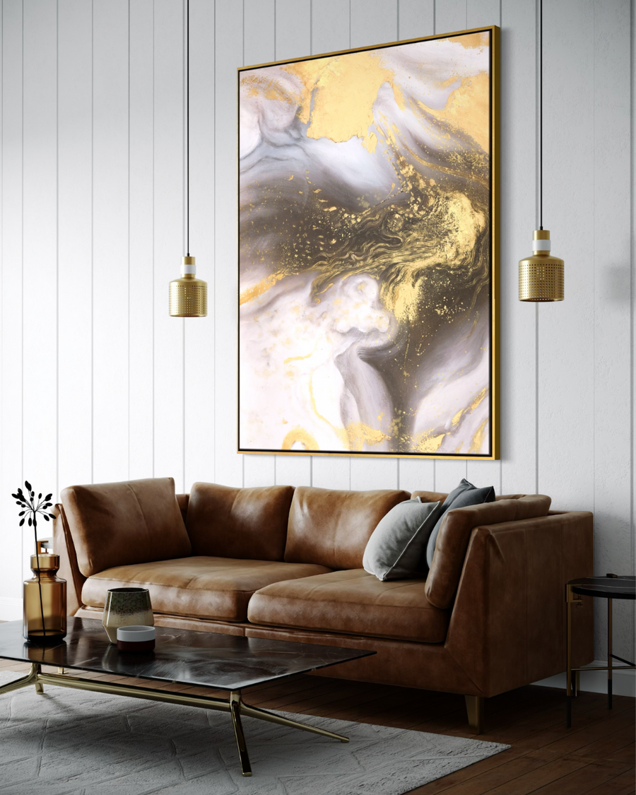 ÓLEO XXL ABSTRACTO NEBULOSA DORADA 150X200
