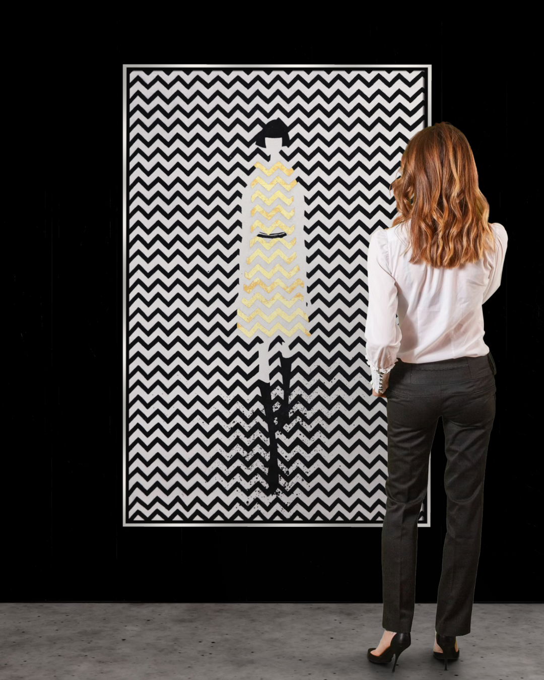 ÓLEO L MUJER EN VESTIDO AMARILLO 100X150