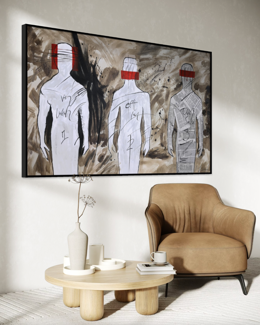 ÓLEO XL 3 FIGURAS HOMBRES 170X100