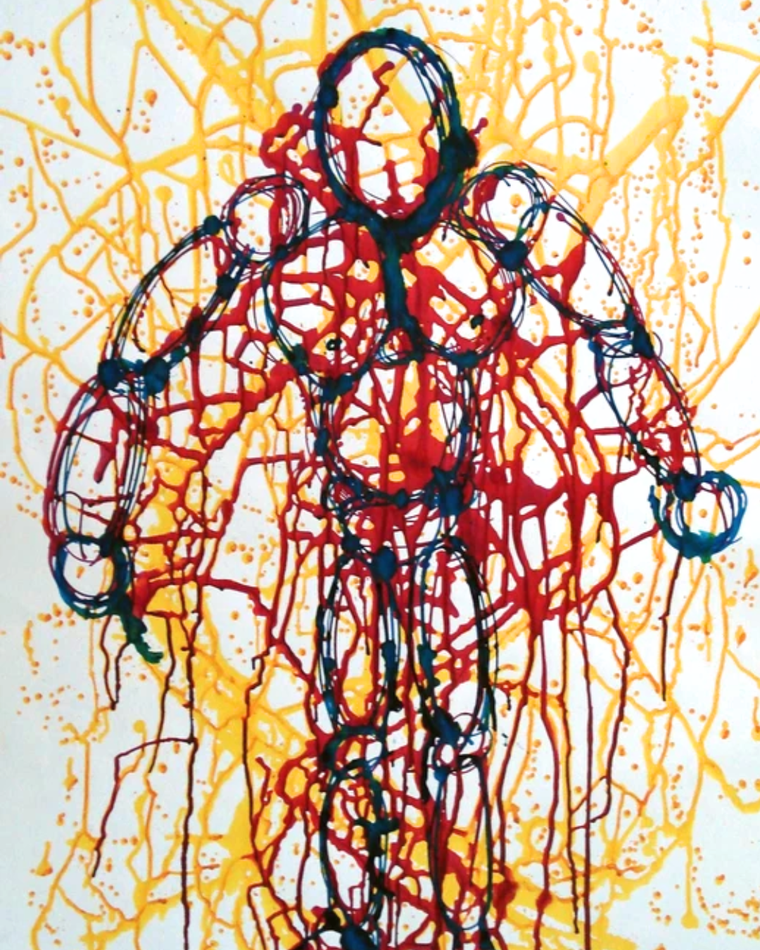 ÓLEO XXL FIGURA HUMANA EN ENREDO AMARILLO 120X200
