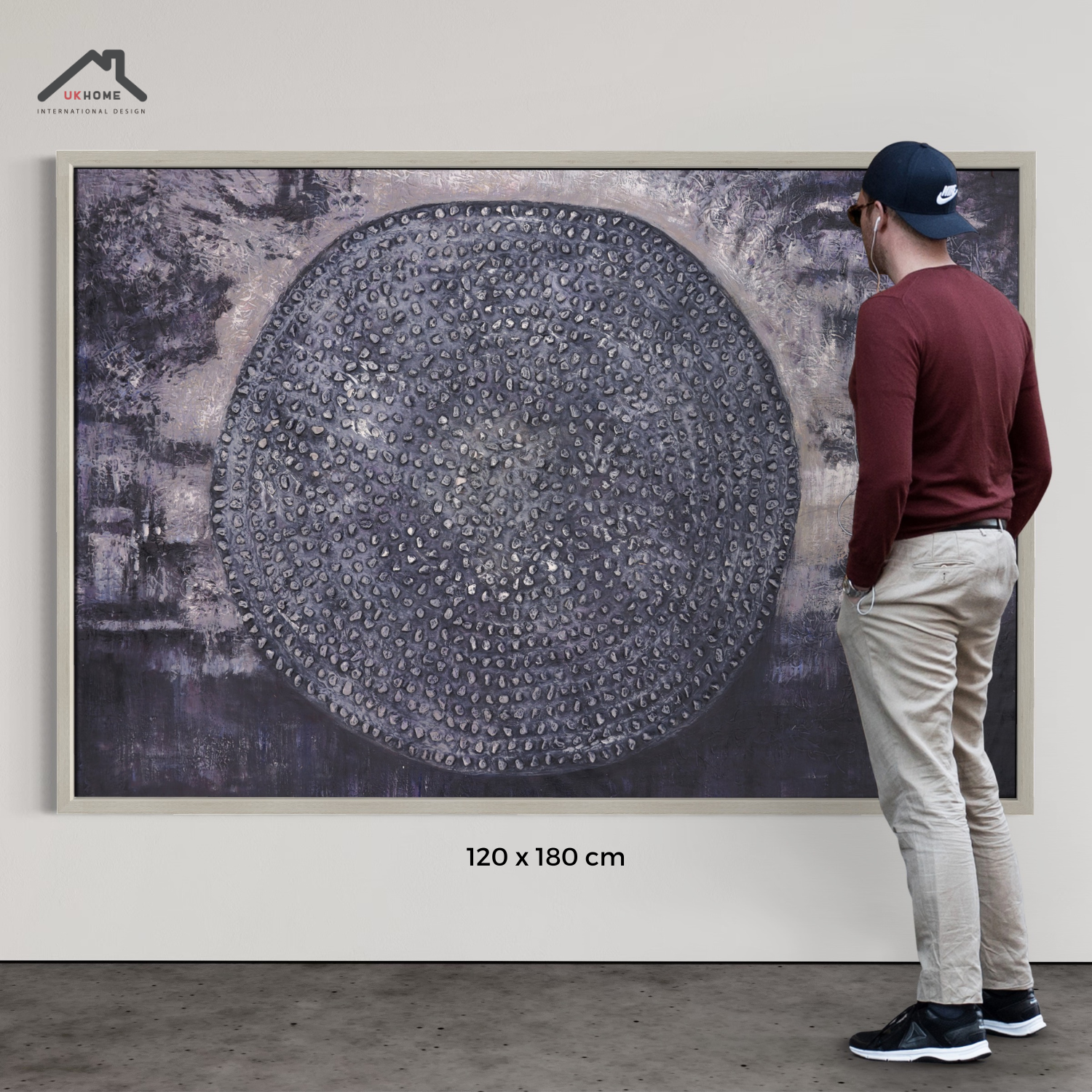 OLEO XL ABSTRACTO CIRCULO EN GRISES 120x180