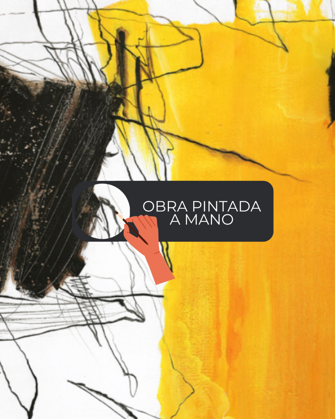 ÓLEO L ABSTRACTO AMARILLO Y NEGRO 120X150