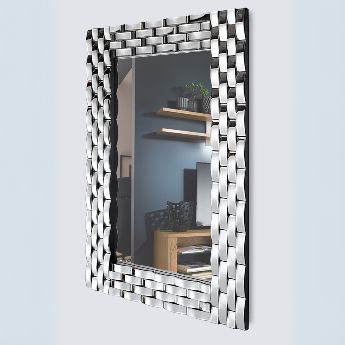Espejo Decorativo Rectangular 80×120 cm con Marco Espejado Ondulado