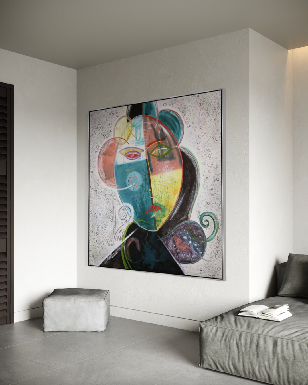 ÓLEO XXL CUBISMO ROSTRO MUJER 180X180